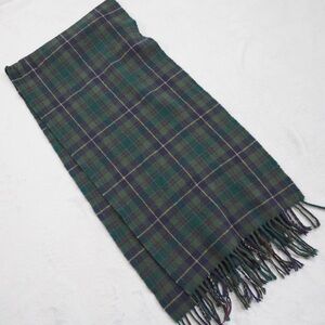 Plaid Green and Blue Men's Scarf 100% Lambswool Made in Italy